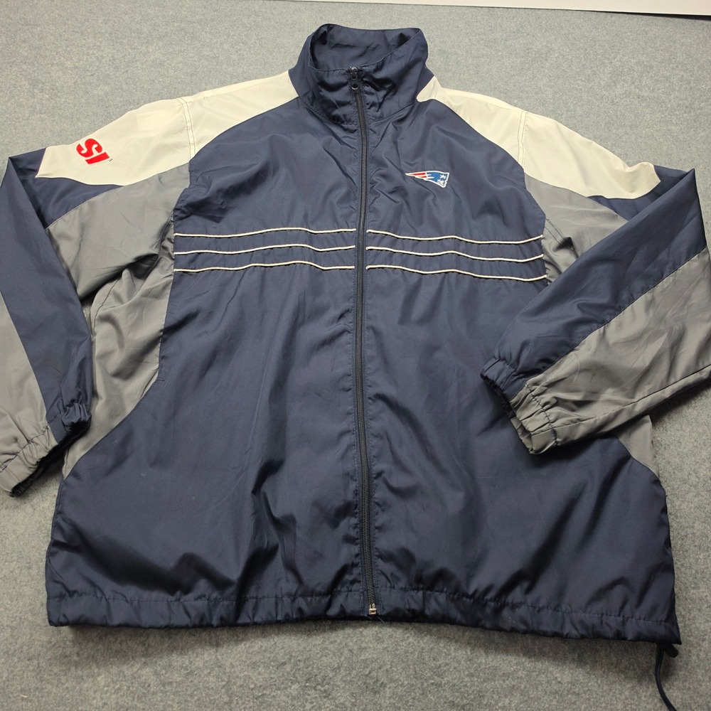 New England Patriots SI NFL Windbreaker Jacket Navy Blue Grey Mens XL